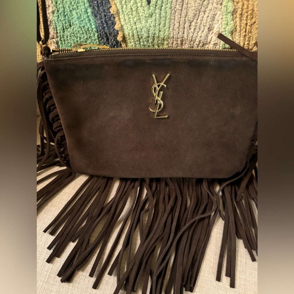Yves Saint Laurent suede crossbody fringe crossbody clutch